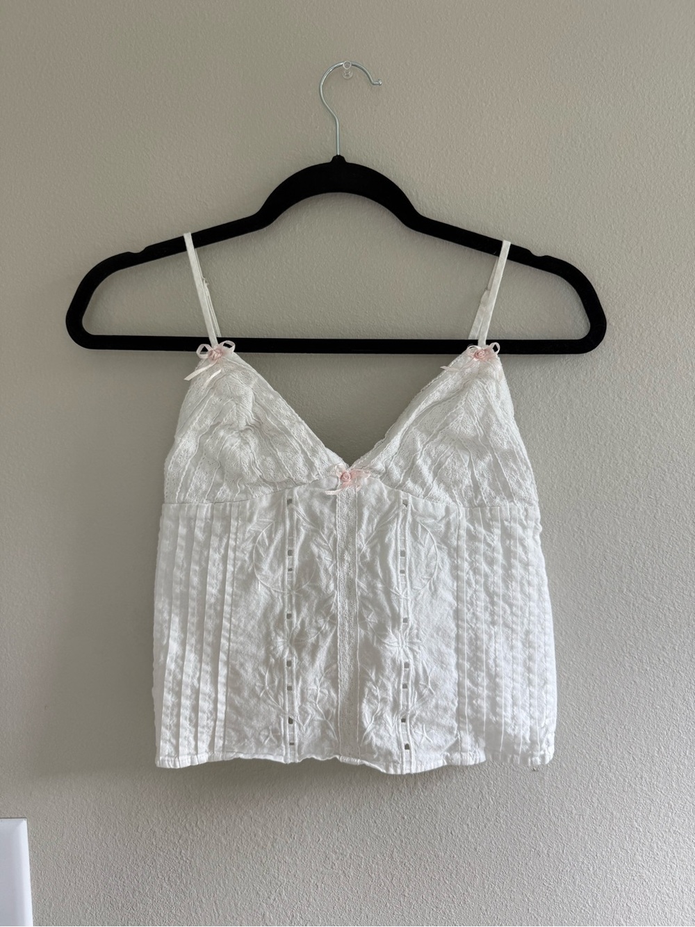 Beverly & Beck White Lace Cottagecore Cami Top | Y2K Coquette Cotton Tank